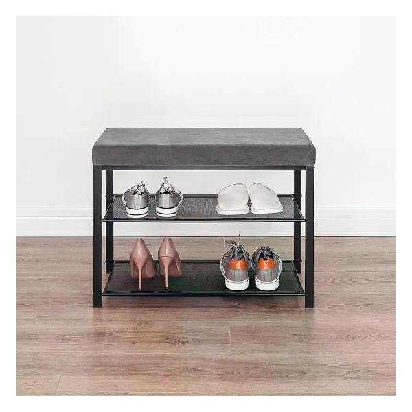 Банкетка ZMI Банкетка Торонто 23s 67х30х49 см каркас черный/сиденье серое