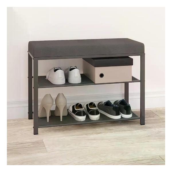 Банкетка ZMI Банкетка Торонто 23s 67х30х49 см каркас черный/сиденье серое