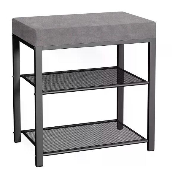 Банкетка ZMI Банкетка Торонто 13s 47х30х49 см каркас черный/сиденье серое