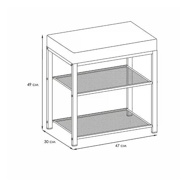 Банкетка ZMI Банкетка Торонто 13s 47х30х49 см каркас черный/сиденье серое