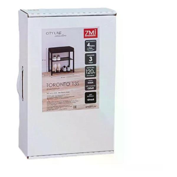 Банкетка ZMI Банкетка Торонто 13s 47х30х49 см каркас черный/сиденье серое