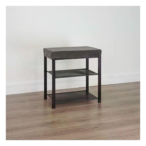 Банкетка ZMI Банкетка Торонто 13s 47х30х49 см каркас черный/сиденье серое