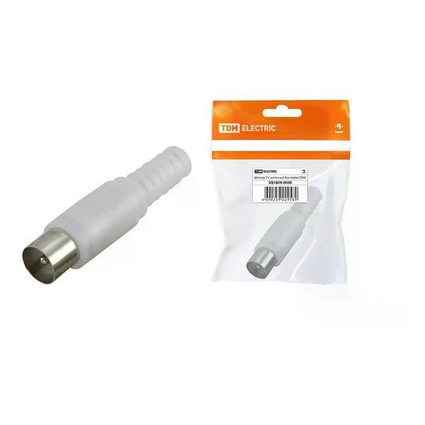 Кабель акустический NO NAME Штекер TV антенный пластиковый корпус, без пайки, белый