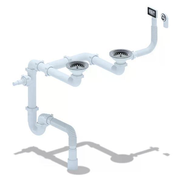 Сифон, отвод, гофра нет бренда Сифон для двойной мойки 3 1/2" универсальный перелив