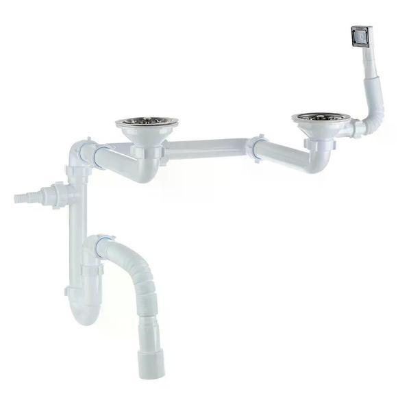 Сифон, отвод, гофра нет бренда Сифон для двойной мойки 3 1/2" универсальный перелив