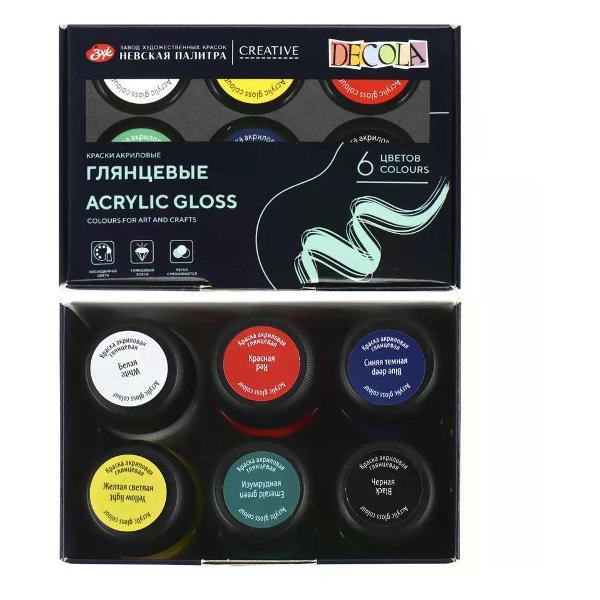 Краска штемпельная нет бренда Краски акриловые глянцевые 6 цветов 20 мл