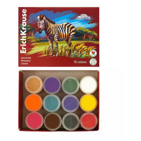 Краска штемпельная ERICH KRAUSE Гуашь 12 цветов