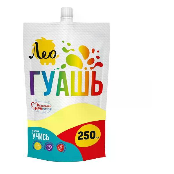 Краска штемпельная Лео Гуашь художественная 250 мл лимонная