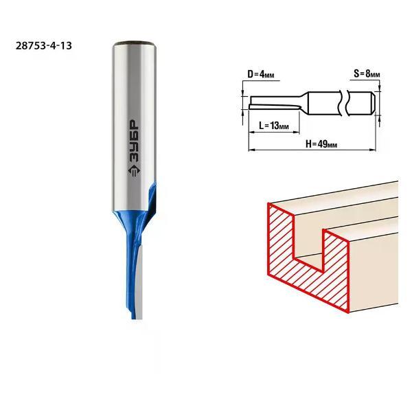 Фрезер ЗУБР Фреза пазовая прямая 4x13 мм