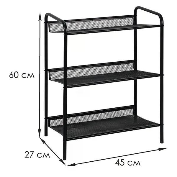Обувница ZMI Подставка для обуви 3 полки Женева 13, 45х27х60 см черная