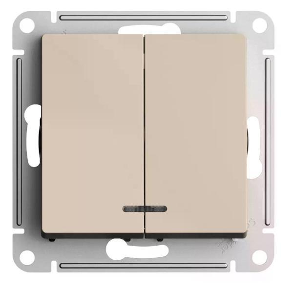 Выключатель механический Schneider Electric Выключатель двухклавишный с подсветкой