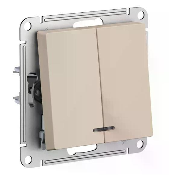 Выключатель механический Schneider Electric Выключатель двухклавишный с подсветкой