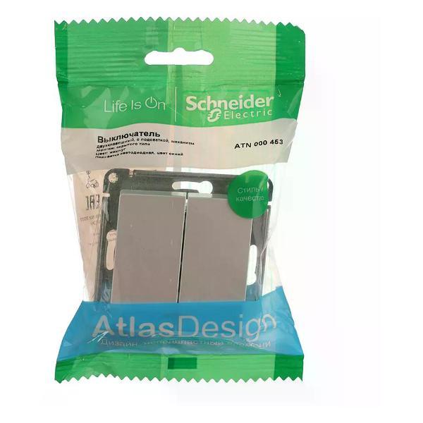 Выключатель механический Schneider Electric Выключатель двухклавишный с подсветкой