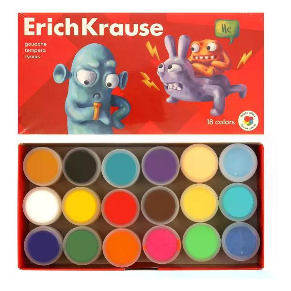 Краска штемпельная ERICH KRAUSE Гуашь 18 цветов