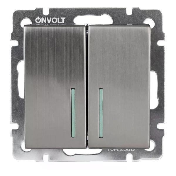 Выключатель механический ONVOLT Выключатель двухклавишный с подсветкой
