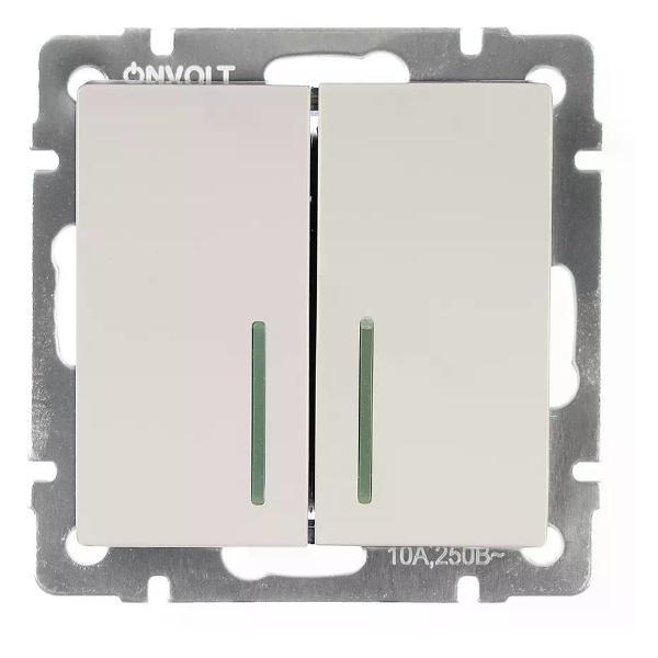 Выключатель механический ONVOLT Выключатель двухклавишный с подсветкой