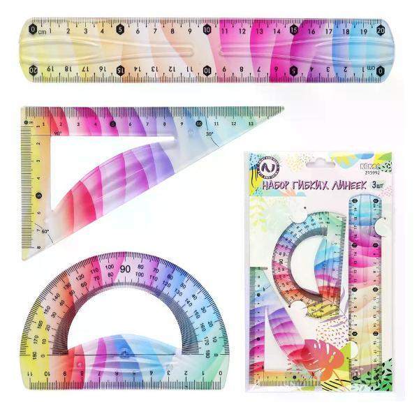 Линейка для черчения нет бренда Набор линеек 3 предмета