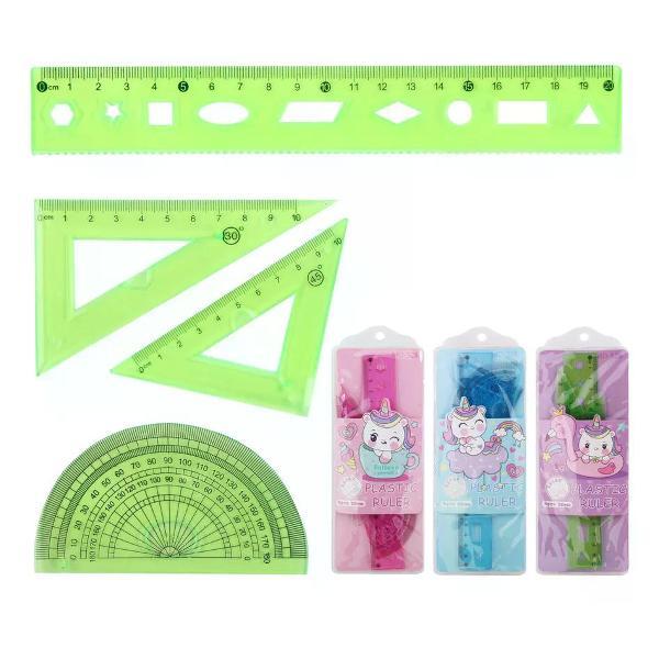 Линейка для черчения нет бренда Набор линеек 4 предмета