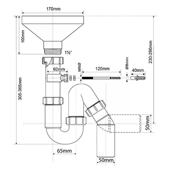 Сифон, отвод, гофра McALPINE Сифон трубный