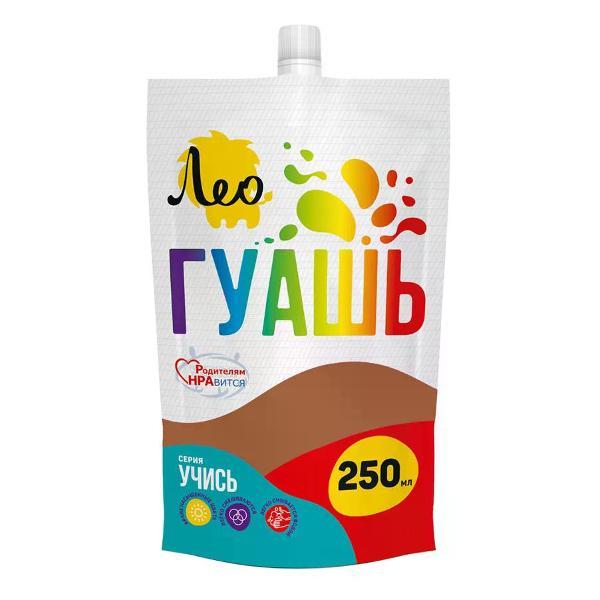 Краска штемпельная Лео Гуашь художественная 250 мл коричневая