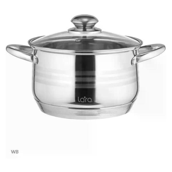 Кастрюля Lara Кастрюля с крышкой LR02-582/3,9 литра/для всех видов плит