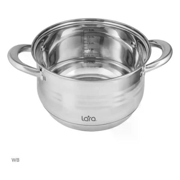 Кастрюля Lara Кастрюля с крышкой LR02-582/3,9 литра/для всех видов плит