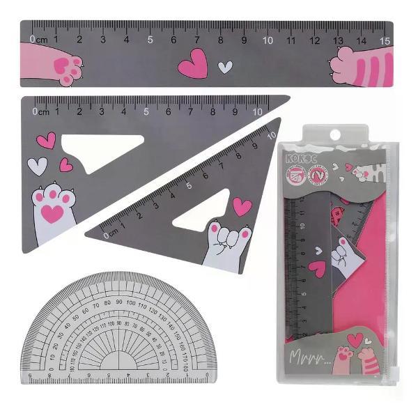 Линейка для черчения нет бренда Набор линеек 4 предмета