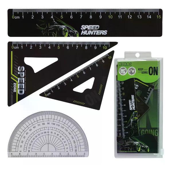 Линейка для черчения нет бренда Набор линеек 4 предмета фото