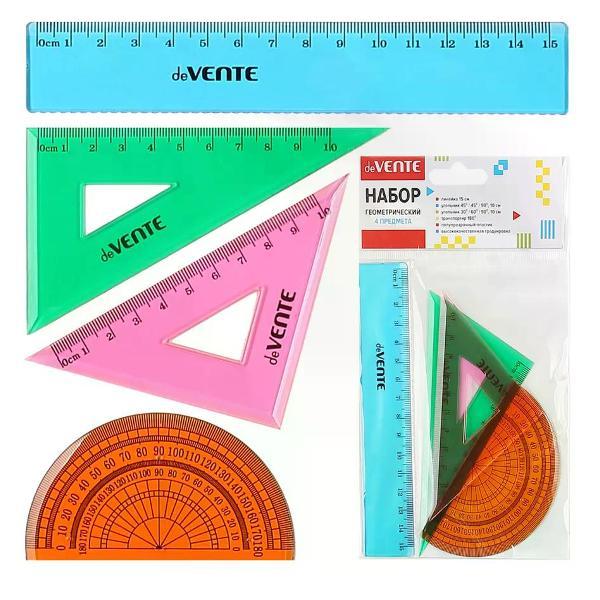 Линейка для черчения нет бренда Набор линеек 4 предмета фото