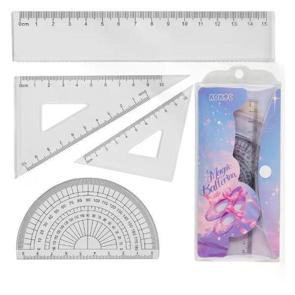 Линейка для черчения нет бренда Набор линеек 4 предмета