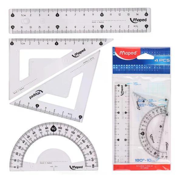 Линейка для черчения нет бренда Набор линеек 4 предмета фото