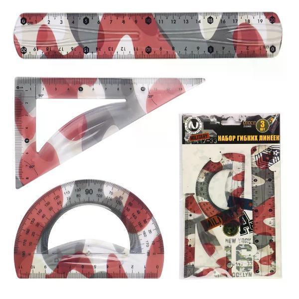 Линейка для черчения нет бренда Набор линеек 3 предмета фото