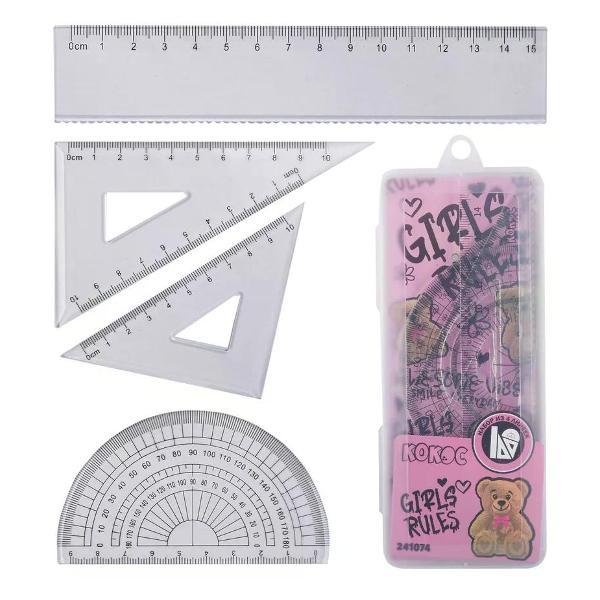 Линейка для черчения нет бренда Набор линеек 4 предмета фото