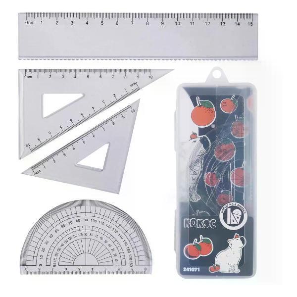 Линейка для черчения нет бренда Набор линеек 4 предмета