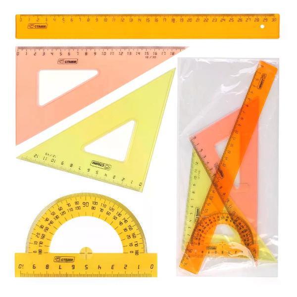 Линейка для черчения нет бренда Набор линеек 4 предмета фото