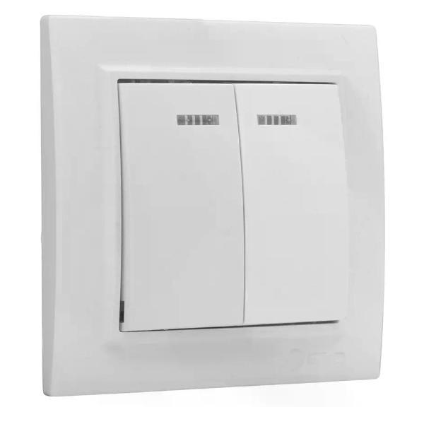 Выключатель механический EKF Выключатель двухклавишный с подсветкой