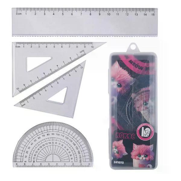 Линейка для черчения нет бренда Набор линеек 4 предмета фото