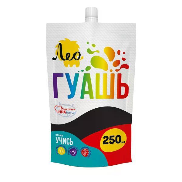 Краска штемпельная Лео Гуашь художественная 250 мл черная