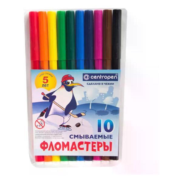 Фломастер CENTROPEN Фломастеры для рисования 10 цветов смываемые фото