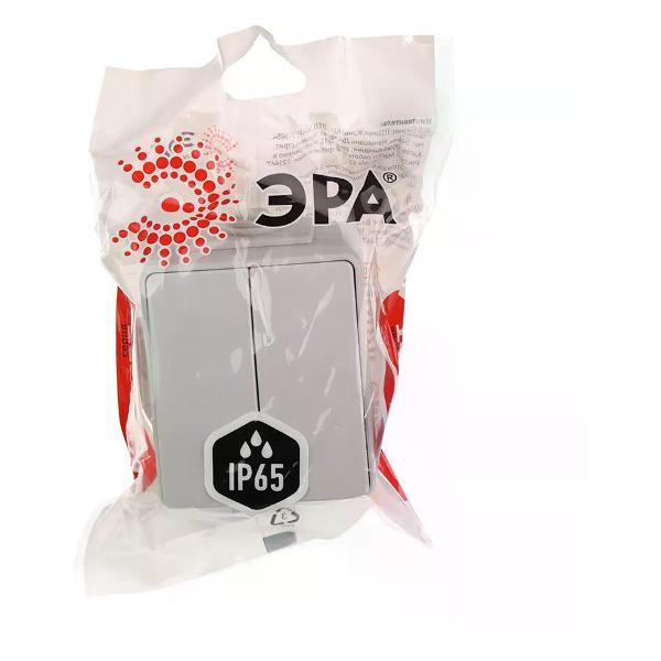 Выключатель механический ЭРА Выключатель двухклавишный накладной