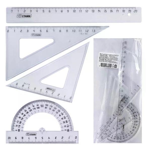 Линейка для черчения нет бренда Набор линеек 4 предмета