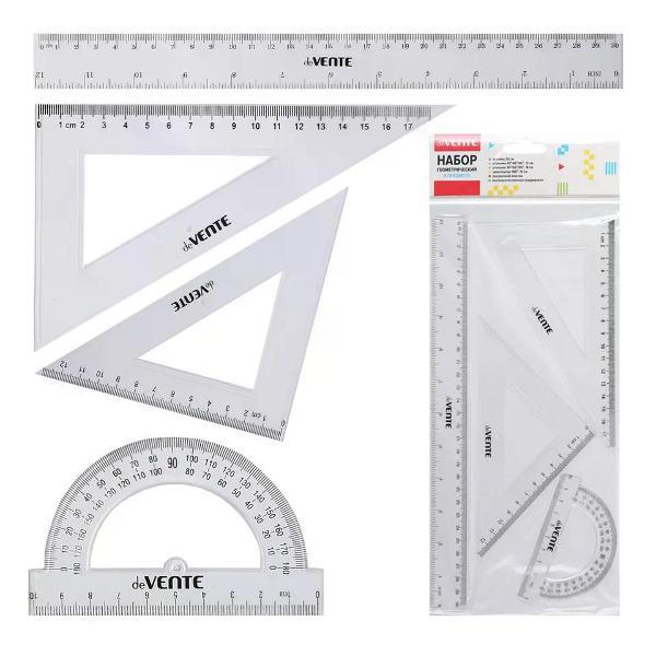 Линейка для черчения нет бренда Набор линеек 4 предмета фото