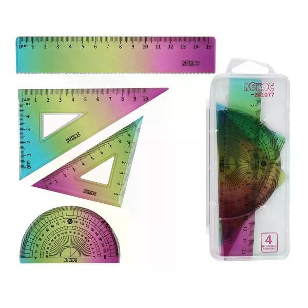 Линейка для черчения нет бренда Набор линеек 4 предмета