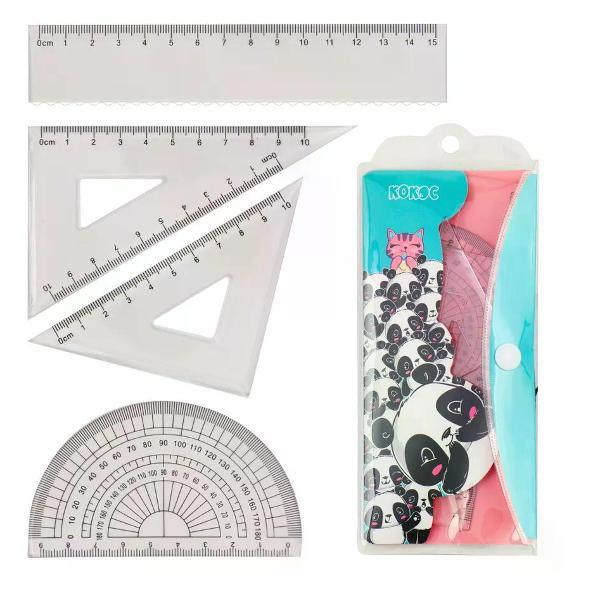 Линейка для черчения нет бренда Набор линеек 4 предмета фото