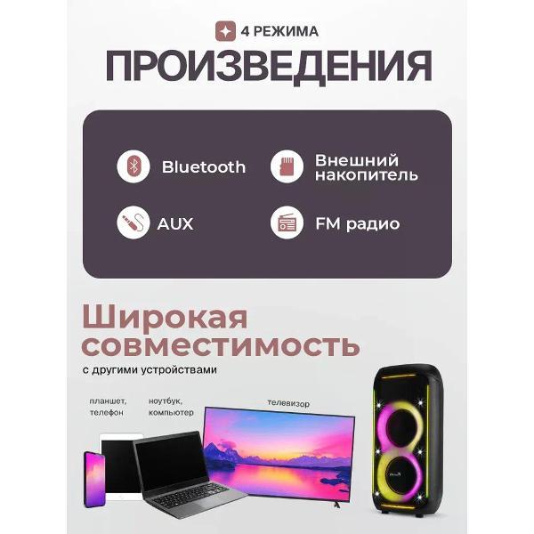 Музыкальная система MIDI Eltronic Колонка 08" (30-71 CRAZY BOX 1000) динамик 2шт/8" ELTRONIC с TWS