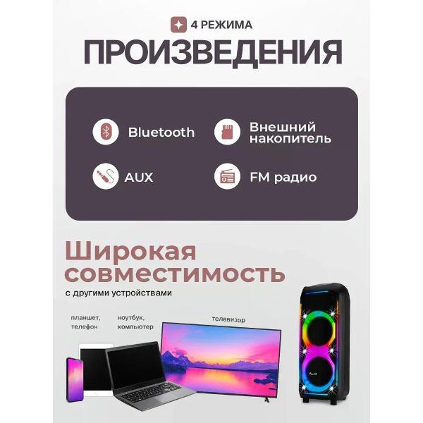 Музыкальная система MIDI Eltronic Колонка 10" (30-73 CRAZY BOX 1200) динамик 2шт/10" ELTRONIC с TWS