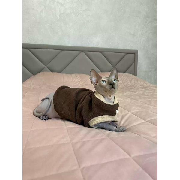 Свитер для животных МОНМОРАНСИ жилет для кошек, коричнево-бежевый, размер S