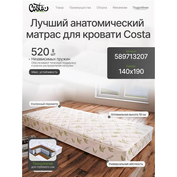 Кресло-кровать Costa Двуспальная угловая кровать Венди, 140х190 см, УЛ 1.4х1.9 м, Costa