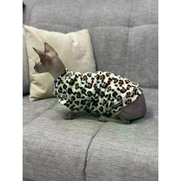 Свитер для животных МОНМОРАНСИ жилет для кошек, леопардовый белый, размер XL