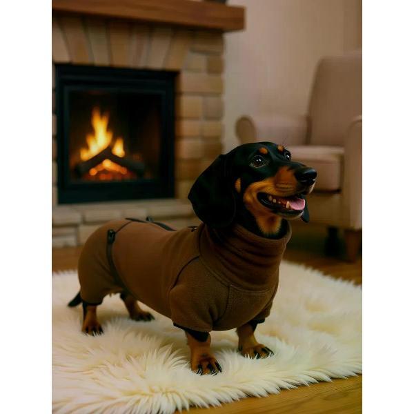 Комбинезон для животных МОНМОРАНСИ Флисовый комбинезон для такс,цвет коричневый, размер ТС1.